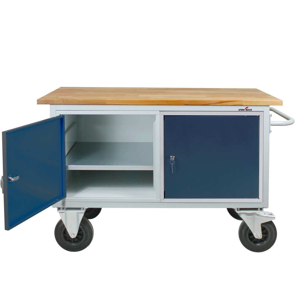 Produktabbildung Nr. 6: Steinbock® Werkbank Motion, verfahrbar, 2 Türen, TK 500 kg, HxBxT 827 x 1.300 x 600 mm, RAL 7035/7016
