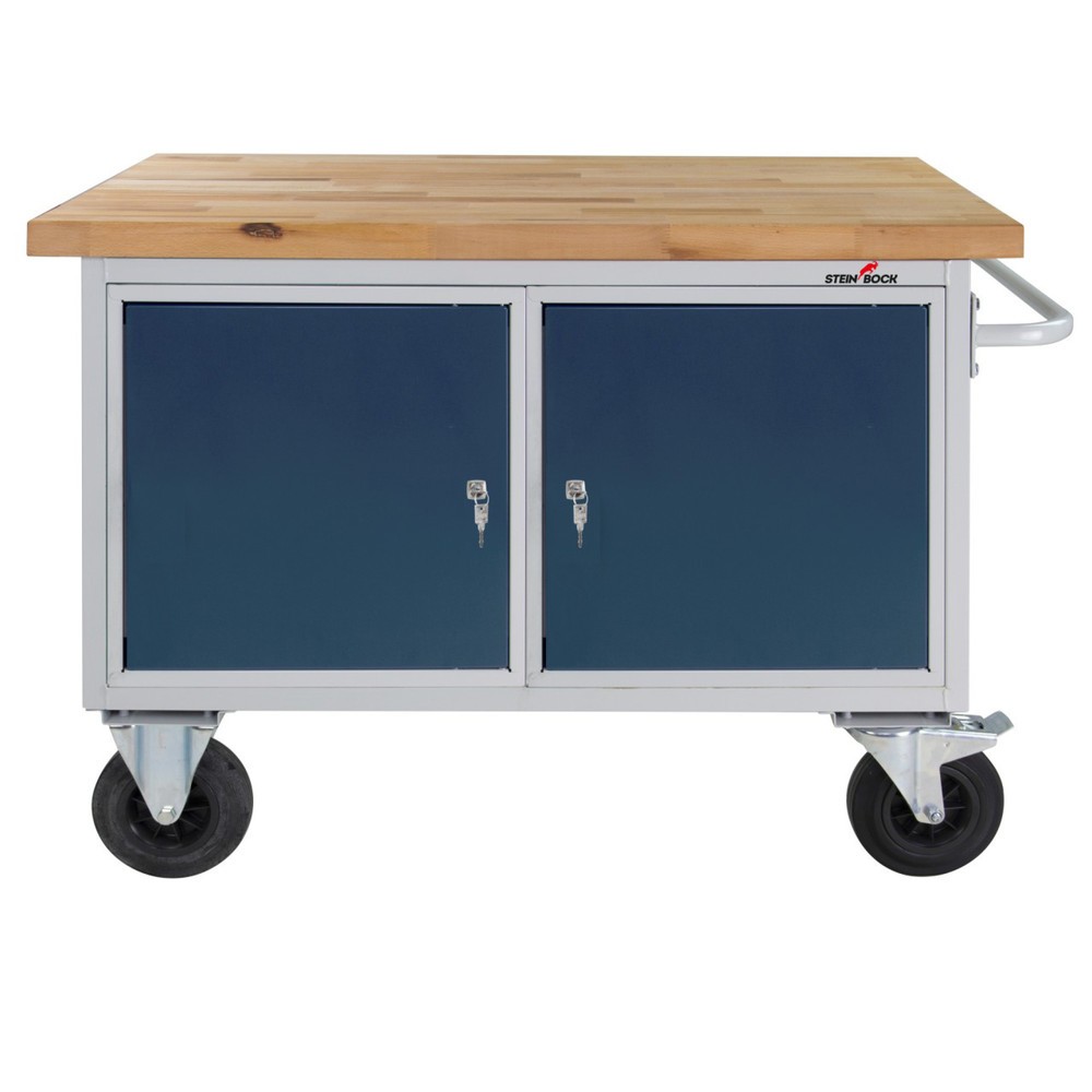 Produktabbildung Nr. 1: Steinbock® Werkbank Motion, verfahrbar, 2 Türen, TK 500 kg, HxBxT 827 x 1.300 x 600 mm, RAL 7035/7016