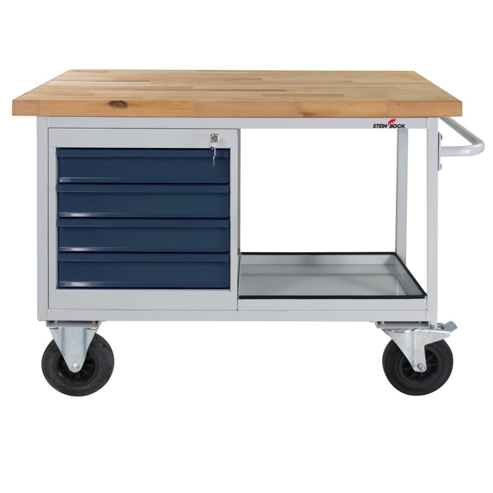 Produktabbildung Nr. 1: Steinbock® Werkbank Motion, verfahrbar, 4 Schubladen, TK 500 kg, HxBxT 827 x 1.300 x 600 mm, RAL 7035/7016
