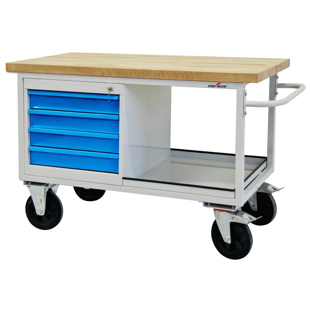 Produktabbildung Nr. 1: Steinbock® Werkbank Motion, verfahrbar, 4 Schubladen, TK 500 kg, HxBxT 827 x 1.300 x 600 mm, RAL 7035/5012