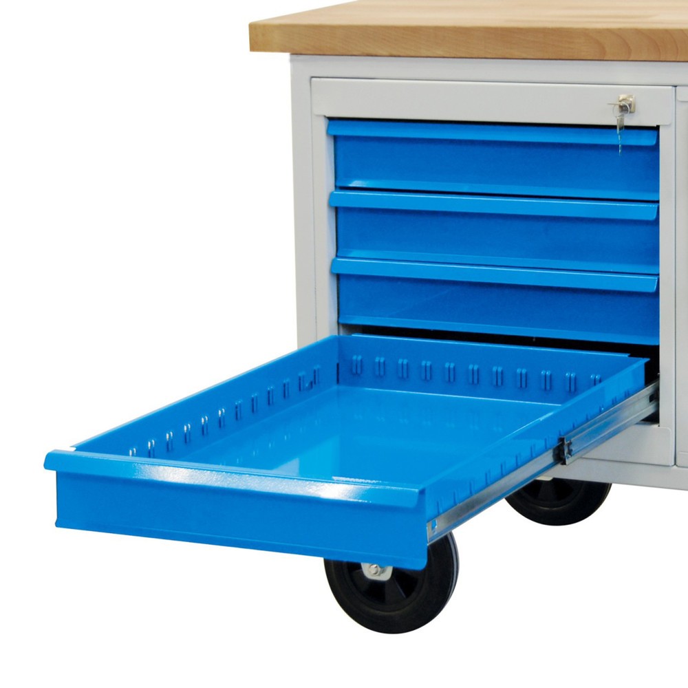 Produktabbildung Nr. 2: Steinbock® Werkbank Motion, verfahrbar, 4 Schubladen, TK 500 kg, HxBxT 827 x 1.300 x 600 mm, RAL 7035/5012