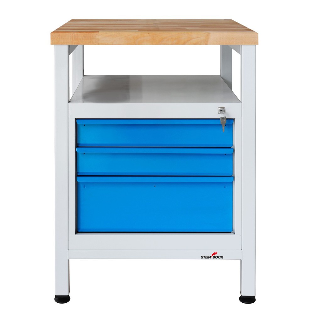 Produktabbildung Nr. 2: Steinbock® Werkbank Premium, 1 Ablage, 3 Schubladen, TK 300 kg, HxBxT 840 x 600 x 600 mm, RAL 7035/5012