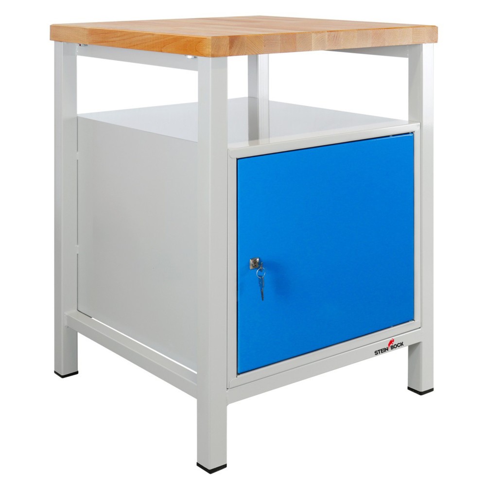 Produktabbildung: Steinbock® Werkbank Premium, 1 Ablage, 1 Tür, TK 300 kg, HxBxT 840 x 600 x 600 mm, RAL 7035/5012