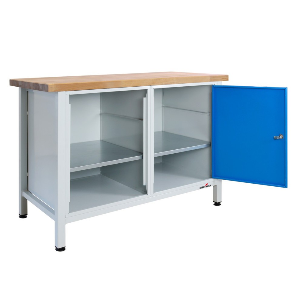 Produktabbildung Nr. 5: Steinbock® Werkbank Premium, 1 Regalabteil, 1 Tür, TK 300 kg, HxBxT 840 x 1.200 x 600 mm, RAL 7035/5012