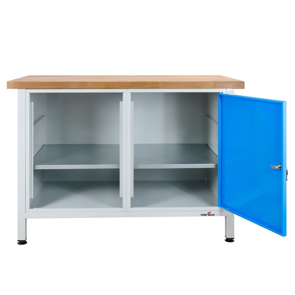 Produktabbildung Nr. 6: Steinbock® Werkbank Premium, 1 Regalabteil, 1 Tür, TK 300 kg, HxBxT 840 x 1.200 x 600 mm, RAL 7035/5012