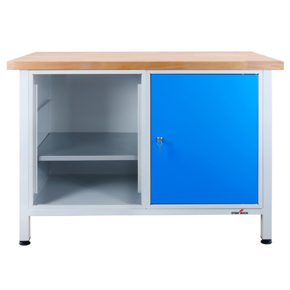Produktabbildung Nr. 7: Steinbock® Werkbank Premium, 1 Regalabteil, 1 Tür, TK 300 kg, HxBxT 840 x 1.200 x 600 mm, RAL 7035/5012