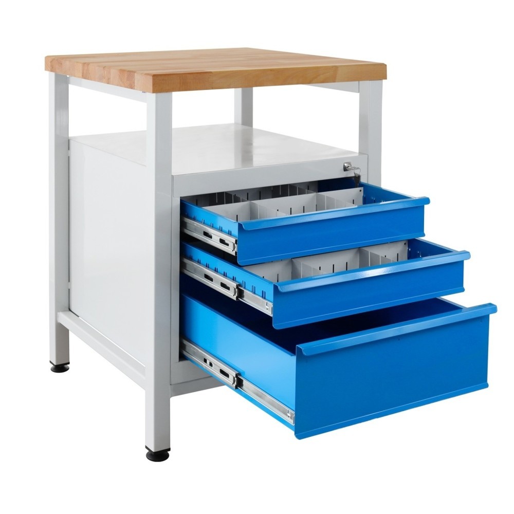 Produktabbildung Nr. 3: Steinbock® Werkbank Premium, 1 Ablage, 3 Schubladen, TK 300 kg, HxBxT 840 x 600 x 600 mm, RAL 7035/5012