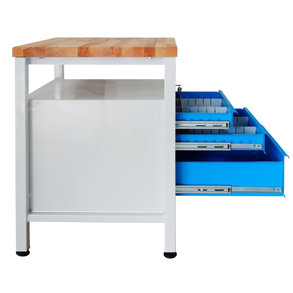Produktabbildung Nr. 4: Steinbock® Werkbank Premium, 1 Ablage, 3 Schubladen, TK 300 kg, HxBxT 840 x 600 x 600 mm, RAL 7035/5012