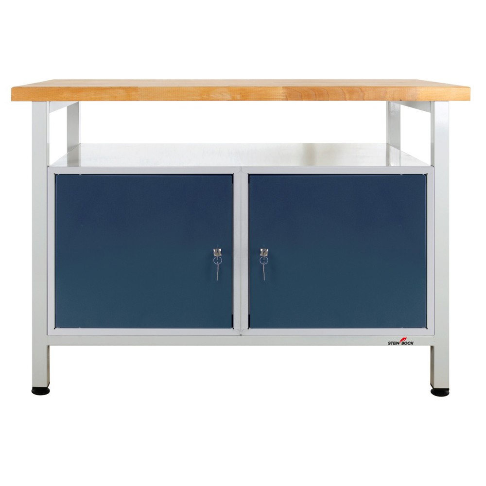 Produktabbildung Nr. 1: Steinbock® Werkbank Premium, 1 Ablage, 2 Türen, TK 300 kg, HxBxT 840 x 1.200 x 600 mm, RAL 7035/7016