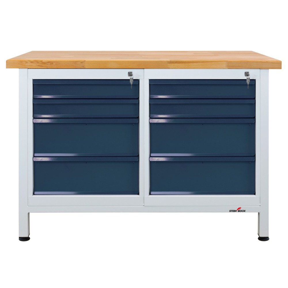 Produktabbildung Nr. 1: Steinbock® Werkbank Premium, 8 Schubladen, TK 300 kg, HxBxT 840 x 1.200 x 600 mm, RAL 7035/7016