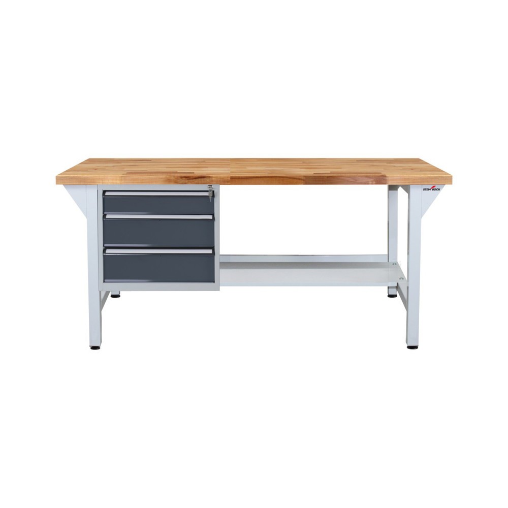 Produktabbildung Nr. 2: Steinbock® Werkbank Pro, 3 Schubladen, 1 Ablage, TK 500 kg, HxBxT 850 x 1.500 x 750 mm, RAL 7035/7016