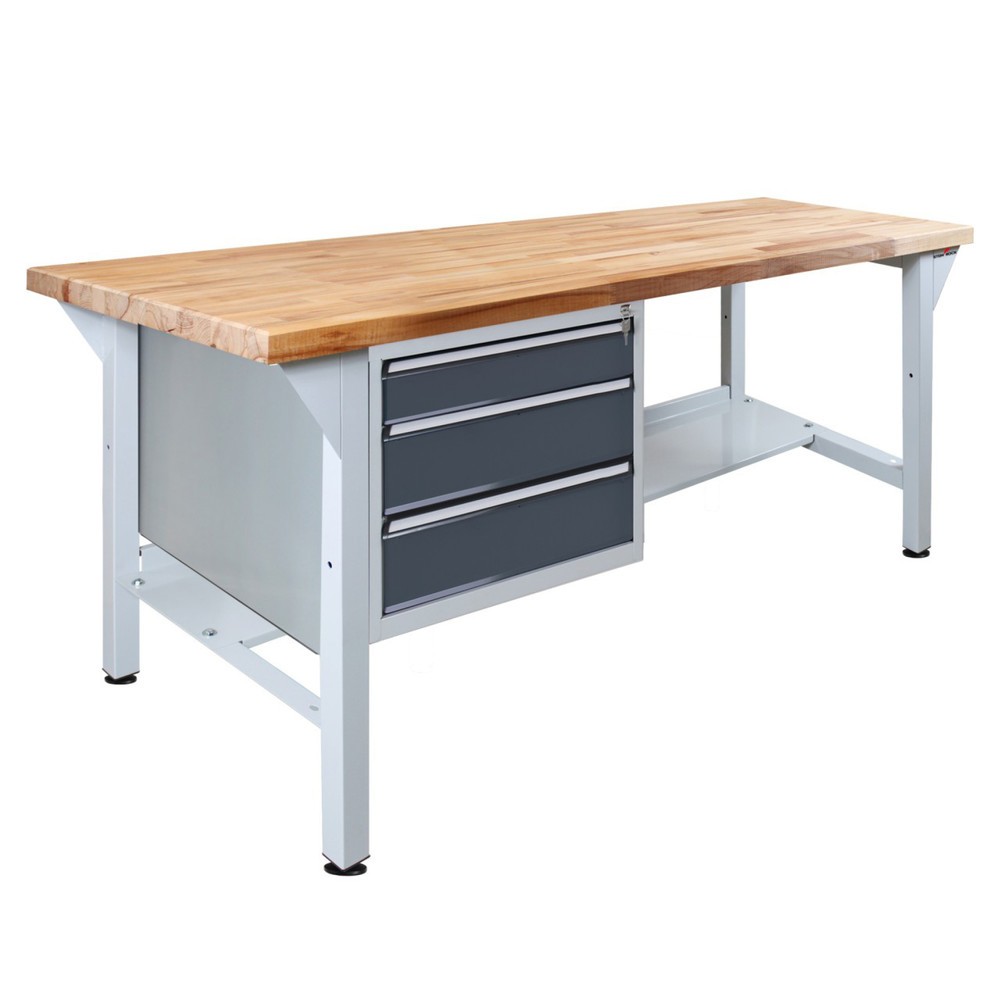 Produktabbildung Nr. 1: Steinbock® Werkbank Pro, 3 Schubladen, 1 Ablage, TK 500 kg, HxBxT 850 x 1.500 x 750 mm, RAL 7035/7016