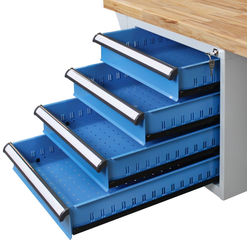 Produktabbildung Nr. 4: Steinbock® Werkbank Pro, 4 Schubladen, 1 Ablage, TK 500 kg, HxBxT 850 x 2.000 x 750 mm, RAL 7035/5012