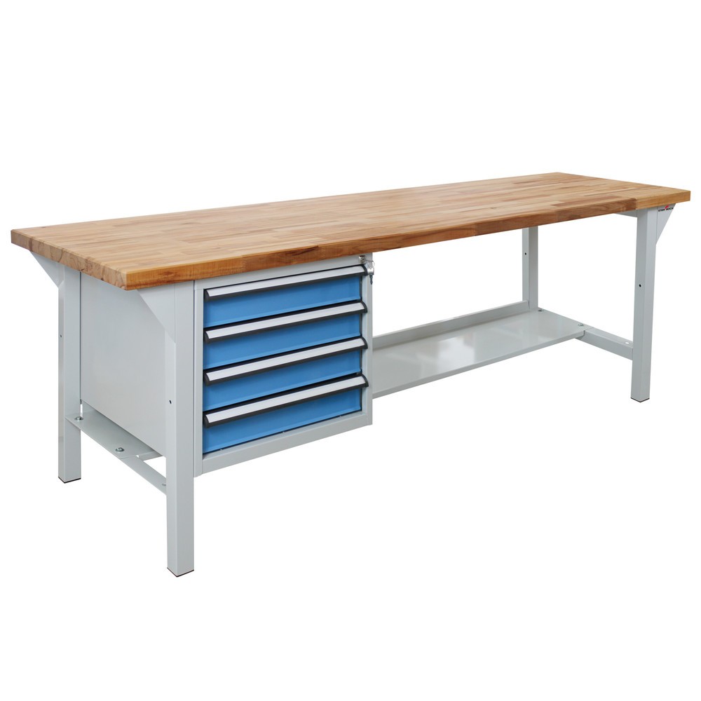 Produktabbildung Nr. 1: Steinbock® Werkbank Pro, 4 Schubladen, 1 Ablage, TK 500 kg, HxBxT 850 x 2.000 x 750 mm, RAL 7035/5012