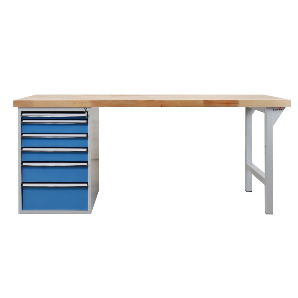 Produktabbildung Nr. 2: Steinbock® Werkbank Pro, 6 Schubladen, TK 500 kg, HxBxT 850 x 2.000 x 750 mm, RAL 7035/5012