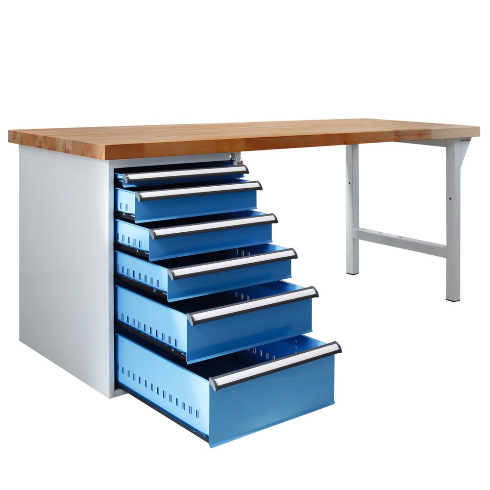 Produktabbildung Nr. 3: Steinbock® Werkbank Pro, 6 Schubladen, TK 500 kg, HxBxT 850 x 2.000 x 750 mm, RAL 7035/5012