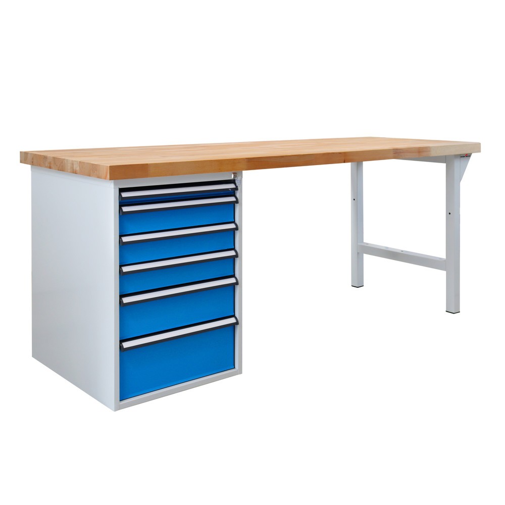 Produktabbildung Nr. 1: Steinbock® Werkbank Pro, 6 Schubladen, TK 500 kg, HxBxT 850 x 2.000 x 750 mm, RAL 7035/5012