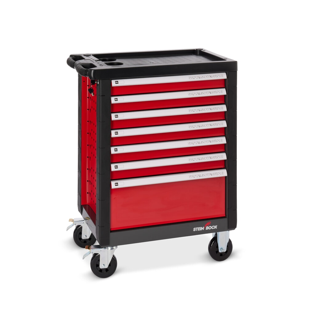 Steinbock® Werkstattwagen L, 7 Schubladen, abschließbar, inkl. 178-teiligem Werkzeugsortiment Produktabbildung: Steinbock® Werkstattwagen L, 7 Schubladen, abschließbar, inkl. 178-teiligem Werkzeugsortiment