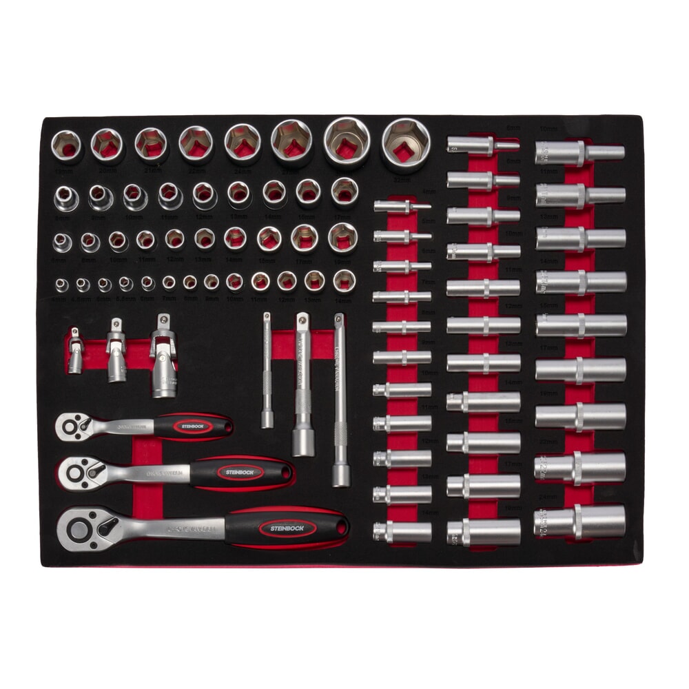 Produktabbildung Nr. 10: Steinbock® Werkstattwagen M, 7 Schubladen, abschließbar, inkl. 130-teiligem Werkzeugsortiment
