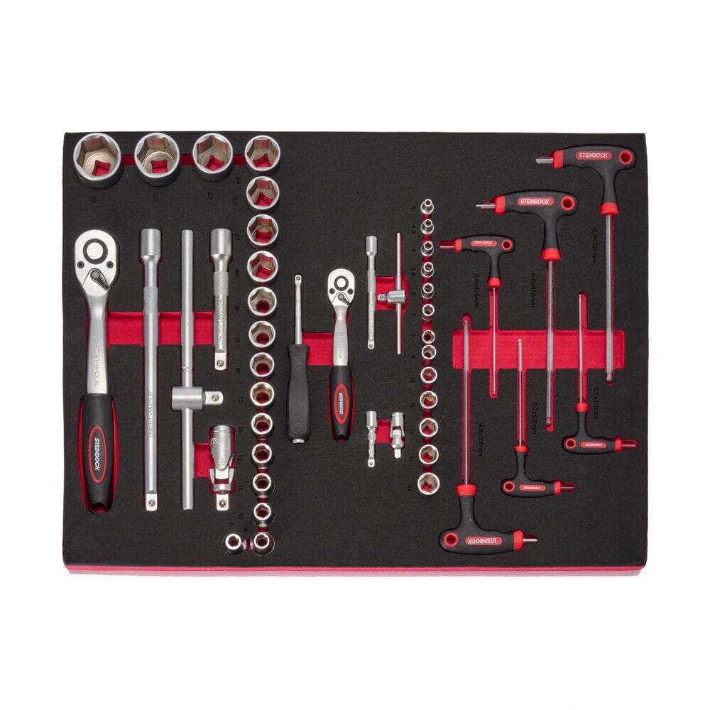 Produktabbildung Nr. 4: Steinbock® Werkstattwagen S, 5 Schubladen, abschließbar, inkl. 92-teiligem Werkzeugsortiment