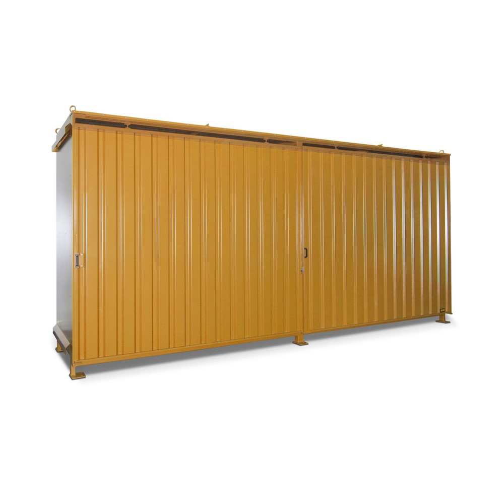 Product afbeelding: Stellingcontainer voor 12 x EP / 8 x CP3, 2 niveaus, 2 schuifdeuren, geeloranje