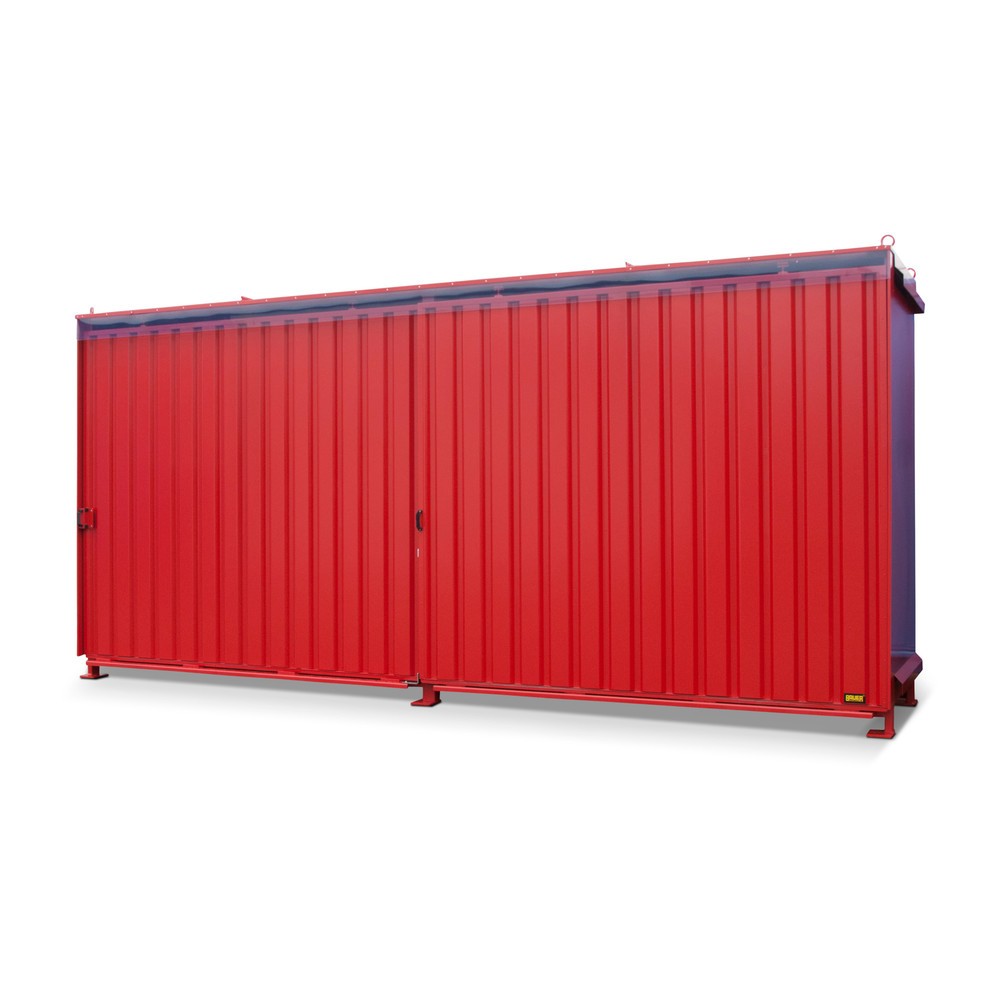 Product afbeelding: Stellingcontainer voor 12 x EP / 8 x CP3, 2 niveaus, 2 schuifdeuren, geleiderail, vuurrood