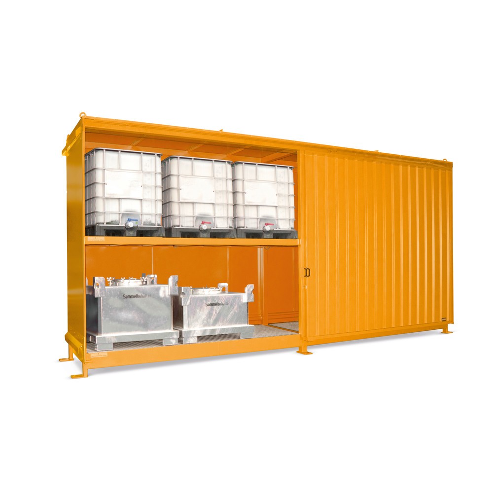 Productafbeelding nr. 2: Stellingcontainer voor 12x KTC/IBC, 2 niveaus, 2 schuifdeuren, lichtblauw