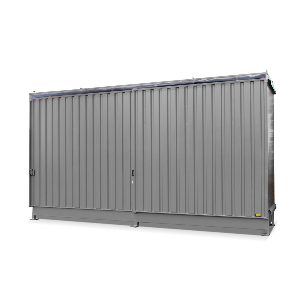 Product afbeelding: Stellingcontainer voor 8 x KTC/IBC, 2 niveaus, 2 schuifdeuren, muisgrijs