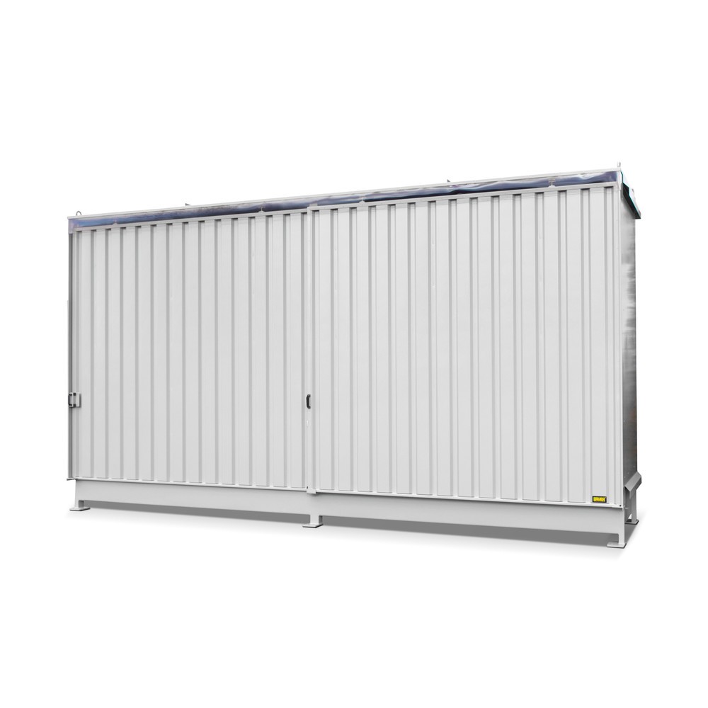 Product afbeelding: Stellingcontainer voor 8 x KTC/IBC, 2 niveaus, 2 schuifdeuren, grijswit