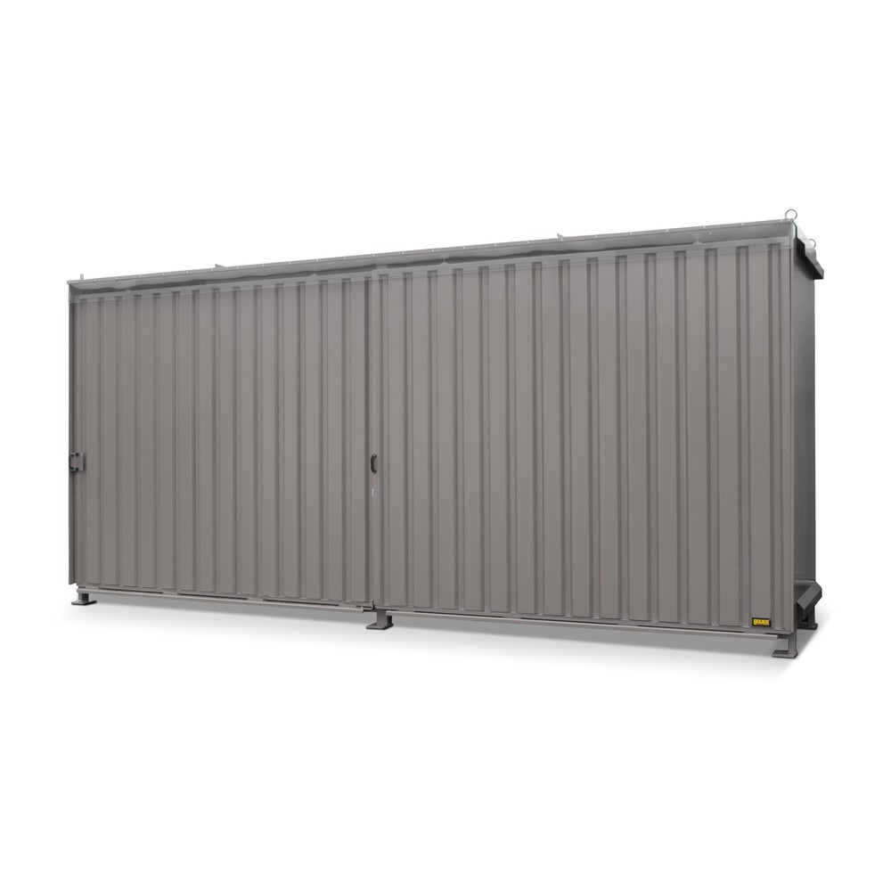 Product afbeelding: Stellingcontainer voor 8 x KTC/IBC, 2 niveaus, 2 schuifdeuren, geleiderail, muisgrijs