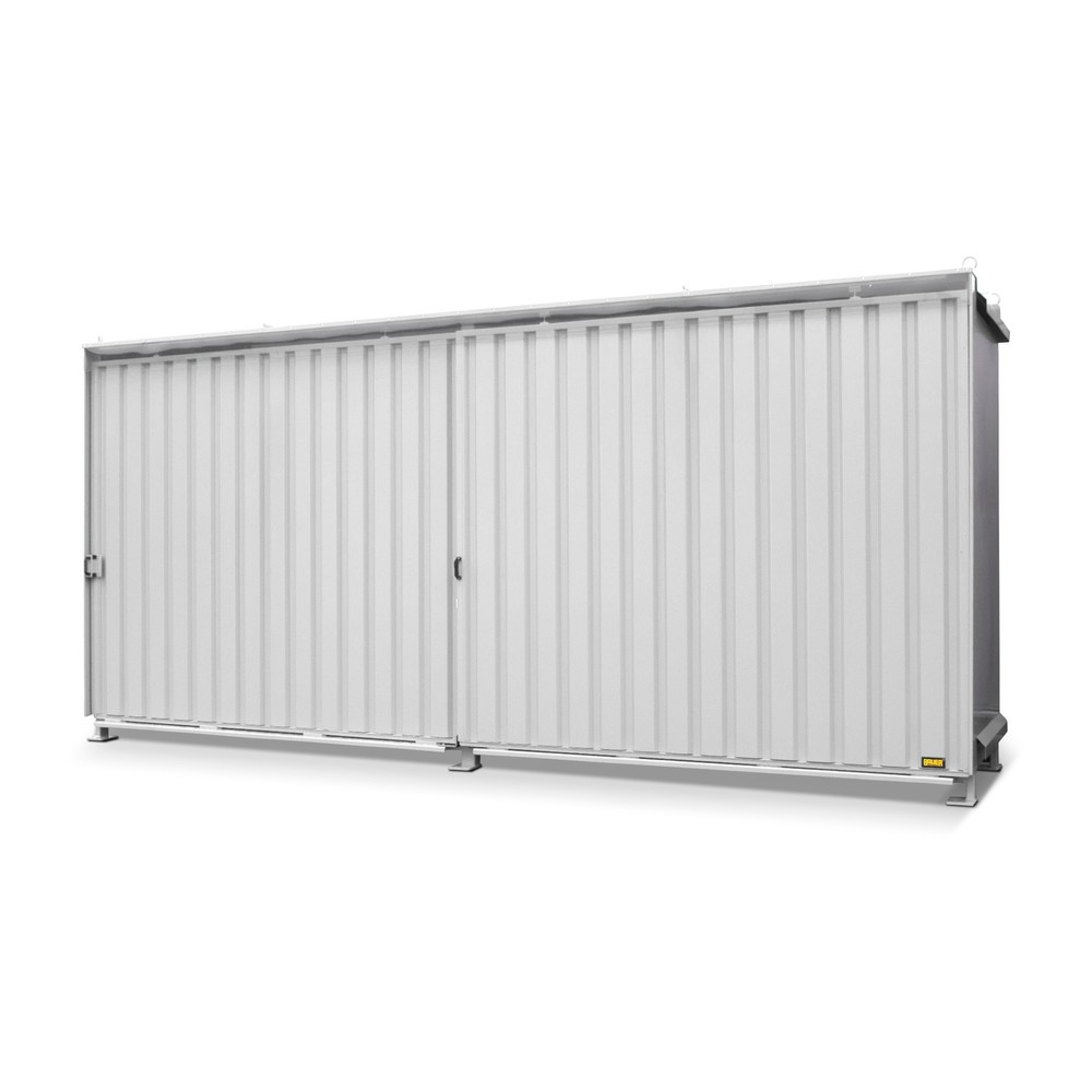 Product afbeelding: Stellingcontainer voor 8 x KTC/IBC, 2 niveaus, 2 schuifdeuren, geleiderail, grijswit