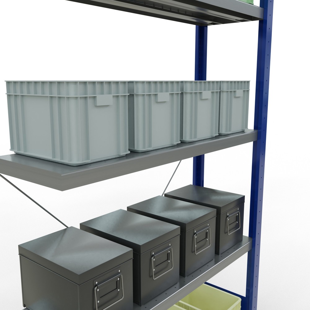 Productafbeelding nr. 4: Legbordrek SCHULTE inhaakmontage, aanbouwelement, schapbelasting 330 kg, gentiaanblauw/verzinkt, h x b x d 2.000 x 1.000 x 300 mm