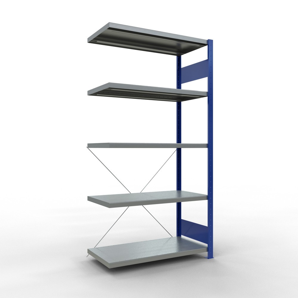 Product afbeelding: Legbordstelling SCHULTE steekmontage, AE, VL 330 kg, gentiaanblauw / verzinkt, hxbxd 2.000 x 1.000 x 500 mm