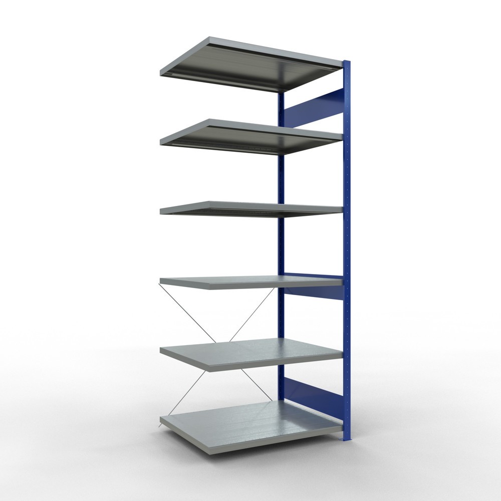 Product afbeelding: Legbordrek SCHULTE inhaakmontage, aanbouwelement, schapbelasting 330 kg, gentiaanblauw/verzinkt, h x b x d 2.500 x 1.000 x 800 mm
