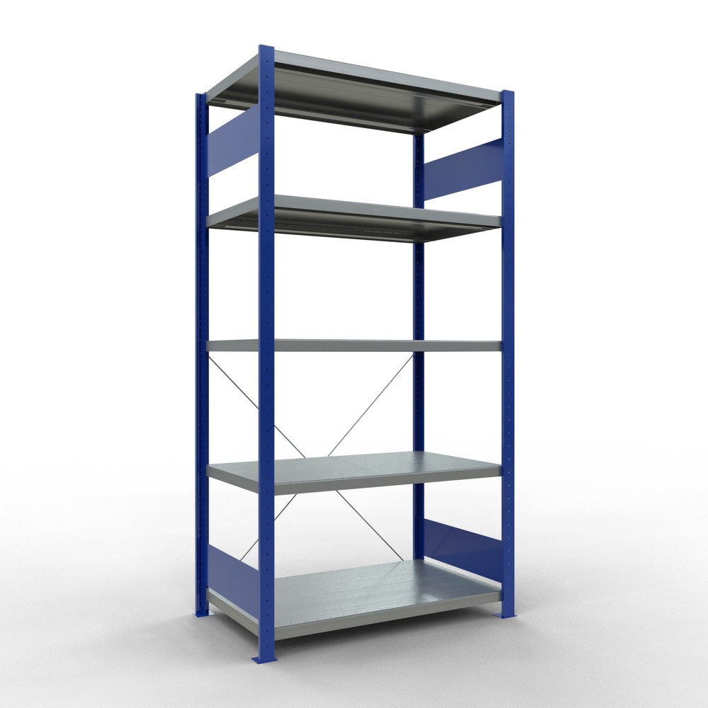 Product afbeelding: Legbordrek SCHULTE, gentiaanblauw / verzinkt, met 5 legborden van plaatstaal, vaklast 330 kg, hxbxd 2.000 x 1.060 x 636 mm
