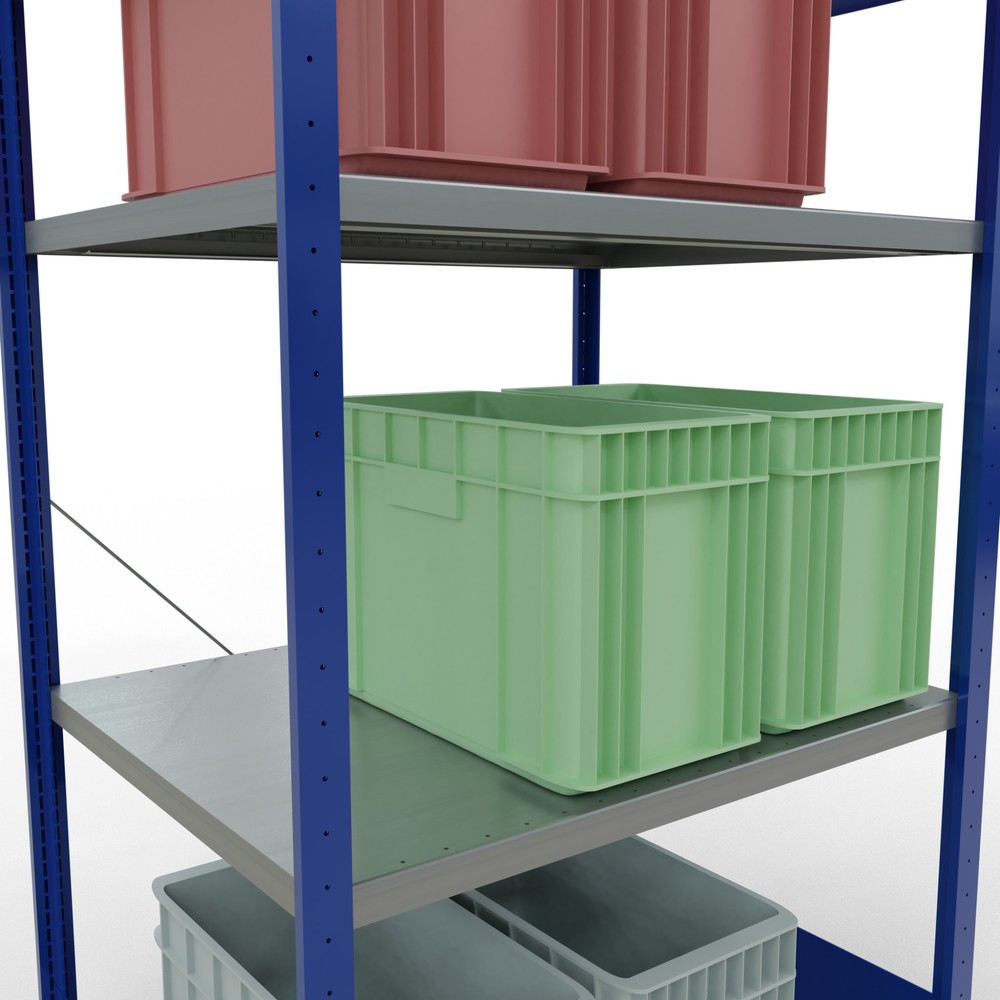 Productafbeelding nr. 4: Legbordrek SCHULTE, gentiaanblauw / verzinkt, met 5 legborden van plaatstaal, vaklast 330 kg, hxbxd 2.000 x 1.060 x 836 mm