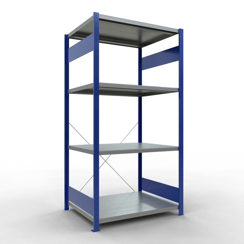 Product afbeelding: Legbordrek SCHULTE, gentiaanblauw / verzinkt, met 5 legborden van plaatstaal, vaklast 330 kg, hxbxd 2.000 x 1.060 x 836 mm