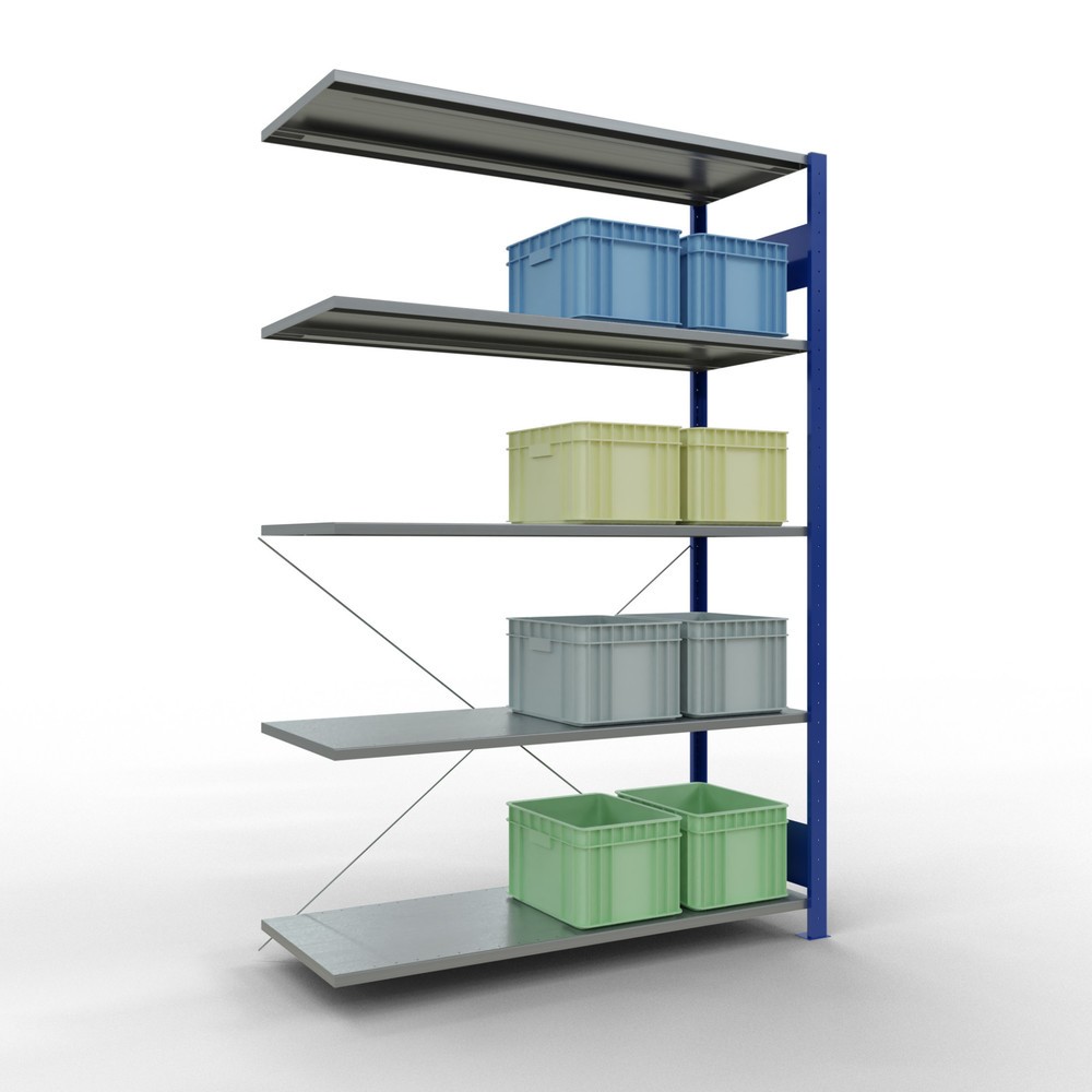 Productafbeelding nr. 3: Legbordrek SCHULTE inhaaksysteem, aanbouwelement, schapbelasting 150 kg, gentiaanblauw/verzinkt, h x b x d 2.000 x 1.300 x 500 mm