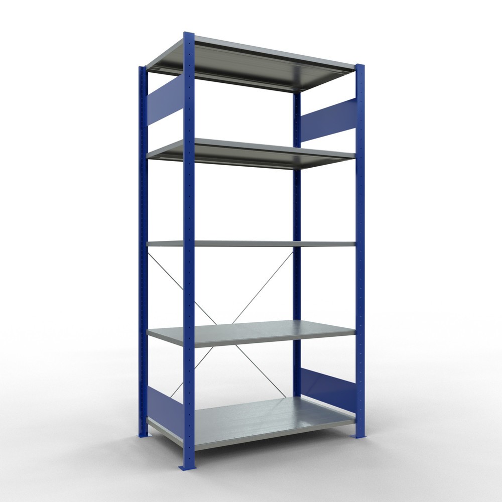 Product afbeelding: Legbordrek SCHULTE, gentiaanblauw / verzinkt, met 5 legborden van plaatstaal, vaklast 150 kg, hxbxd 2.000 x 1.060 x 636 mm