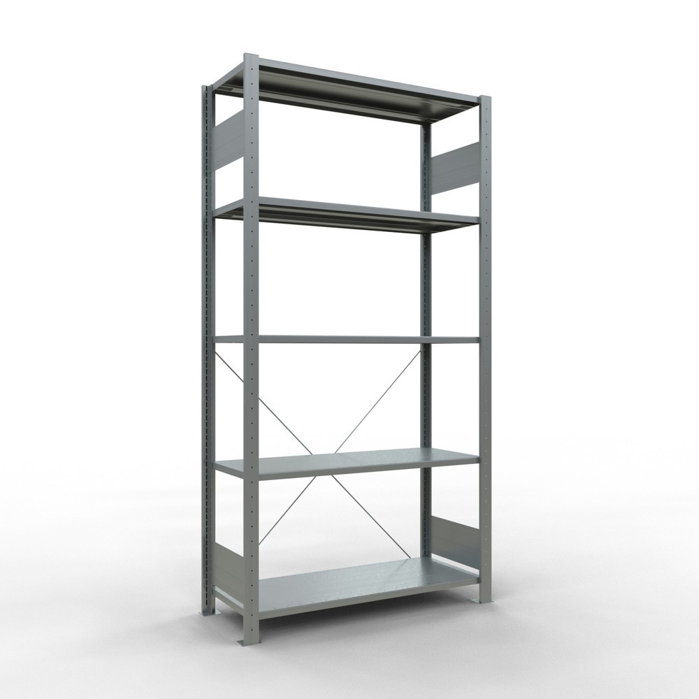 Product afbeelding: Legbordrek SCHULTE, verzinkt, met 5 legborden van plaatstaal, vaklast 150 kg, hxbxd 2.000 x 1.060 x 436 mm