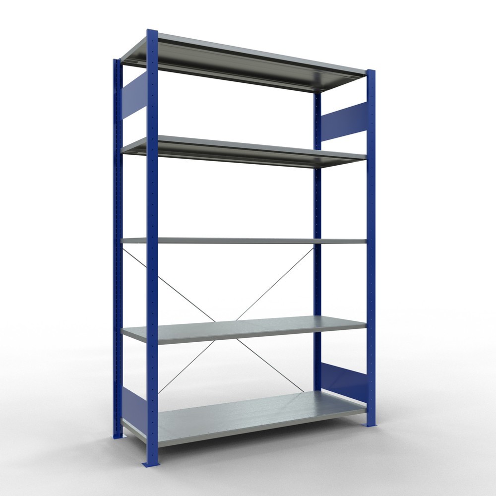 Product afbeelding: Legbordrek SCHULTE, gentiaanblauw / verzinkt, met 5 legborden van plaatstaal, vaklast 150 kg, hxbxd 2.000 x 1.360 x 536 mm