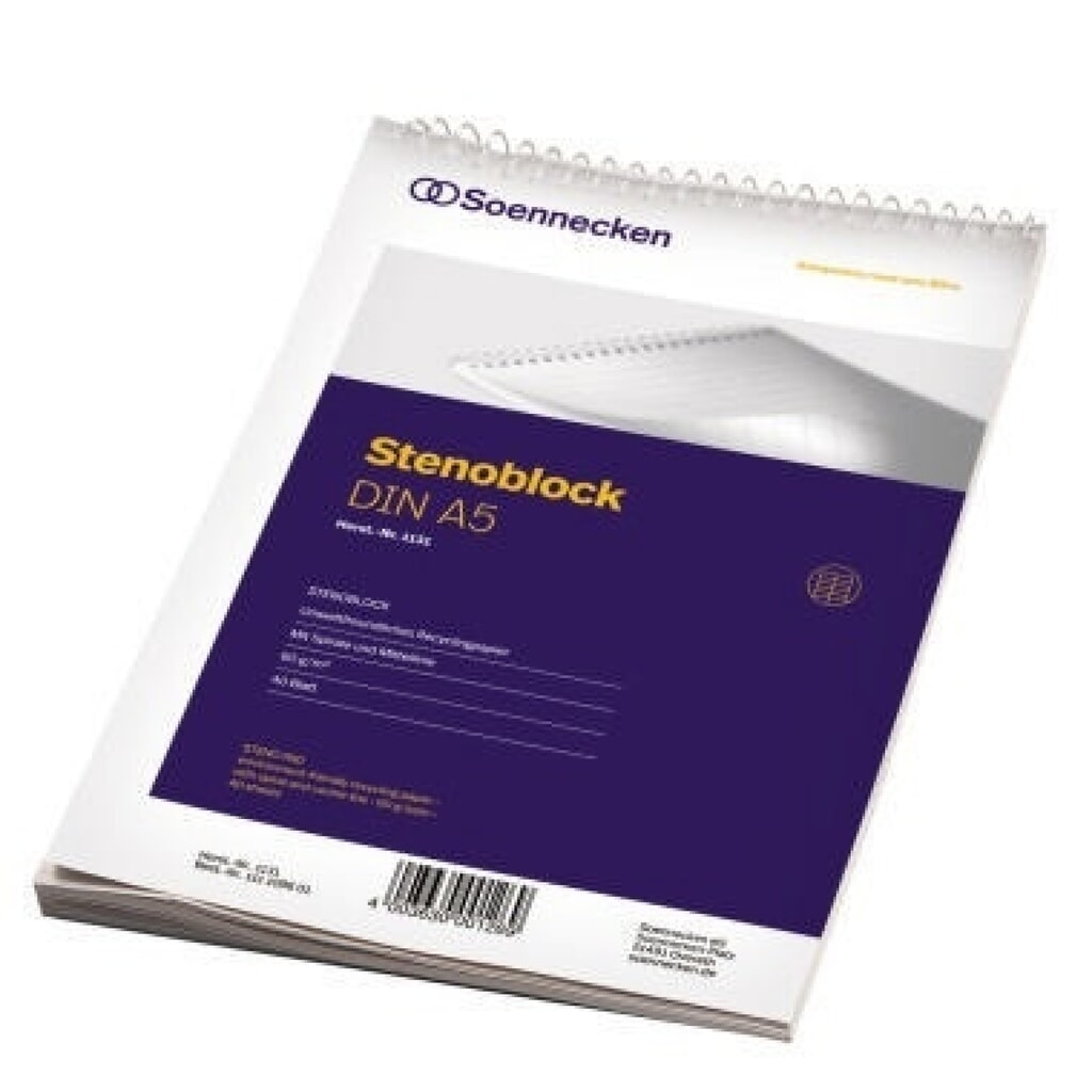 Soennecken Stenoblock 1131 DIN A5 mit Mittellinie 40Blatt weiß Produktabbildung: Soennecken Stenoblock 1131 DIN A5 mit Mittellinie 40Blatt weiß