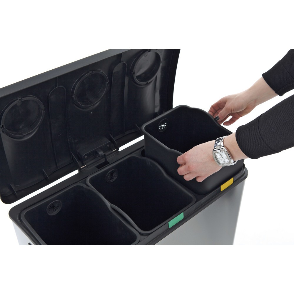 Zdjęcie produktu nr 5: Rekawy Recycling Bin na pedał, 3 x 12 litrów, stal nierdzewna, matowa