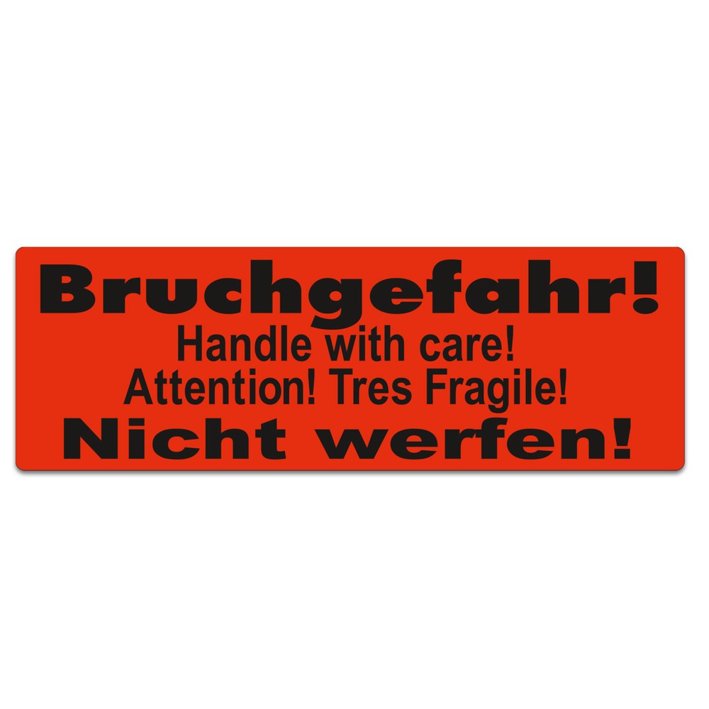Product afbeelding: Stickers "Bruchgefahr! Nicht werfen!", Duits, Engels, Frans, b x l 150 x 50 mm, 1.000 stuks/verpakkingseenheid