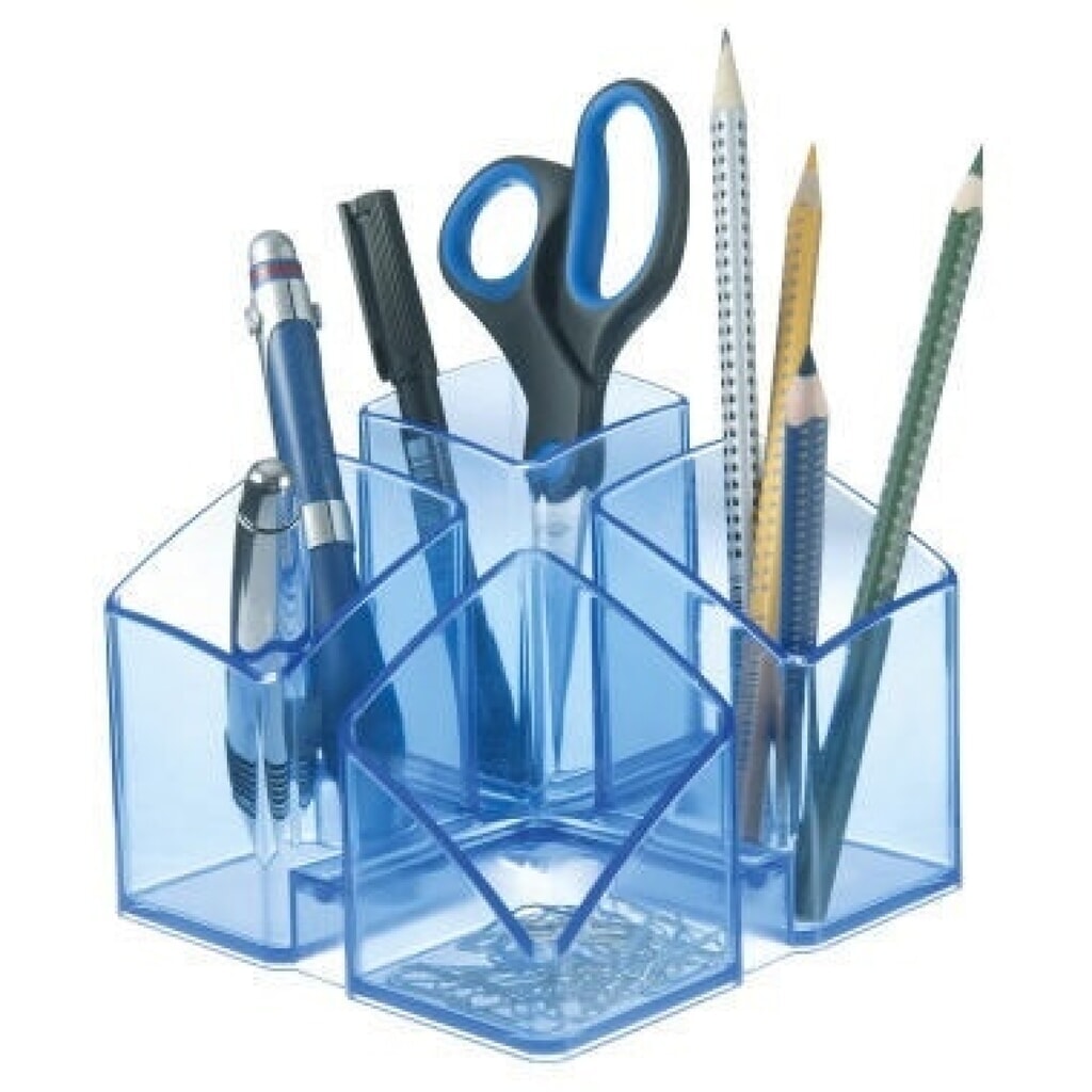 HAN Schreibtischköcher SCALA 17450-26 4Fächer transparent blau Produktabbildung: HAN Schreibtischköcher SCALA 17450-26 4Fächer transparent blau