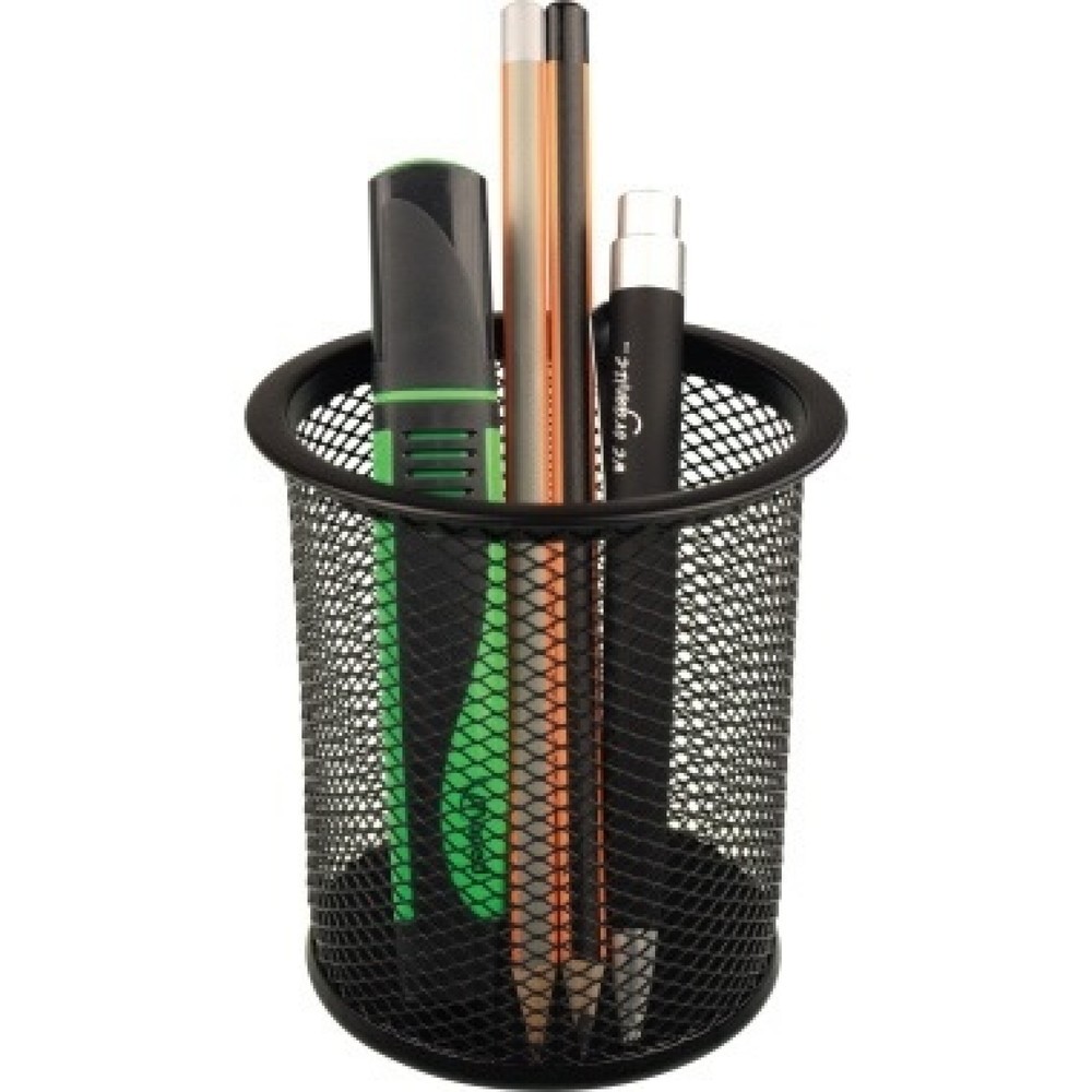 Produktabbildung Nr. 1: helit Stifteköcher Mesh H2518195 9x10cm rund 1Fach Metall schwarz
