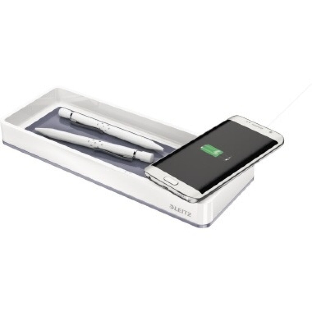 Leitz Stifteschale WOW 53651001 Induktionsladegerät weiß/grau Produktabbildung: Leitz Stifteschale WOW 53651001 Induktionsladegerät weiß/grau