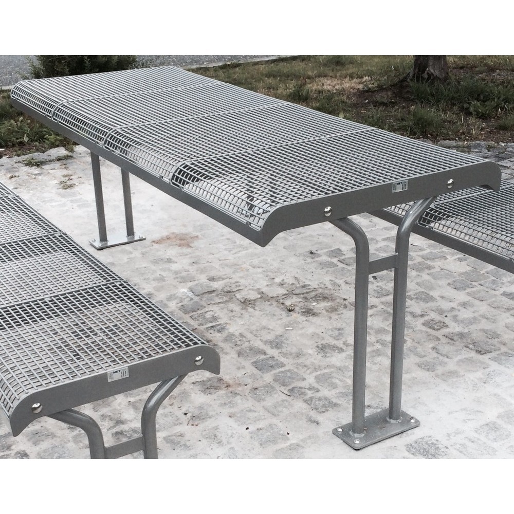 Zdjęcie produktu nr 2: Stół z kraty drucianej Ergolax, wys. x szer. x gł. 780 x 1958 x 780 mm, z mocowaniem kołnierzowym, biały aluminiowy