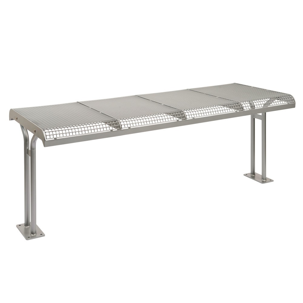 Zdjęcie produktu nr 1: Stół z kraty drucianej Ergolax, wys. x szer. x gł. 780 x 1958 x 780 mm, z mocowaniem kołnierzowym, biały aluminiowy