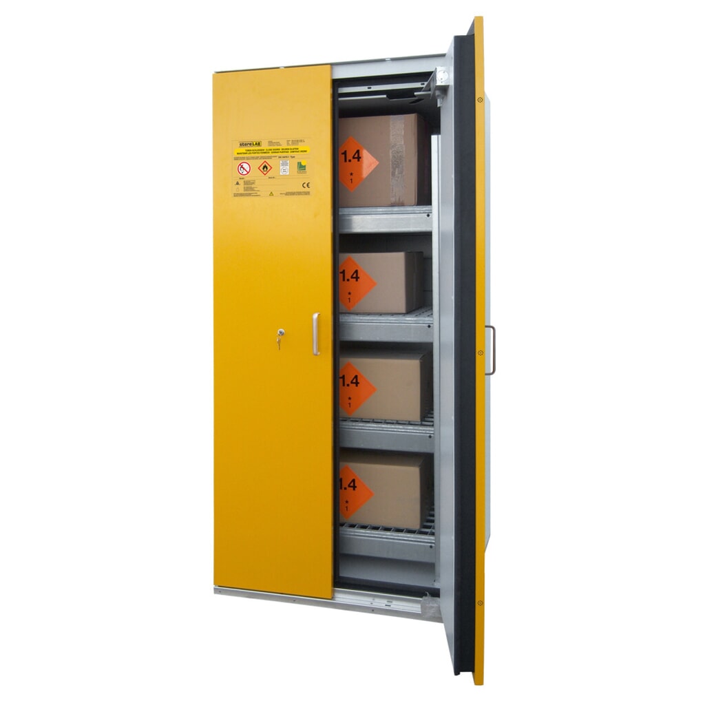 Produktabbildung: storeLAB Chemikalienschrank SiS Typ 90 / 900 Air, HxBxT 1935 x 900 x 900 mm, RAL 7035 lichtgrau, RAL 1007 narzissengelb